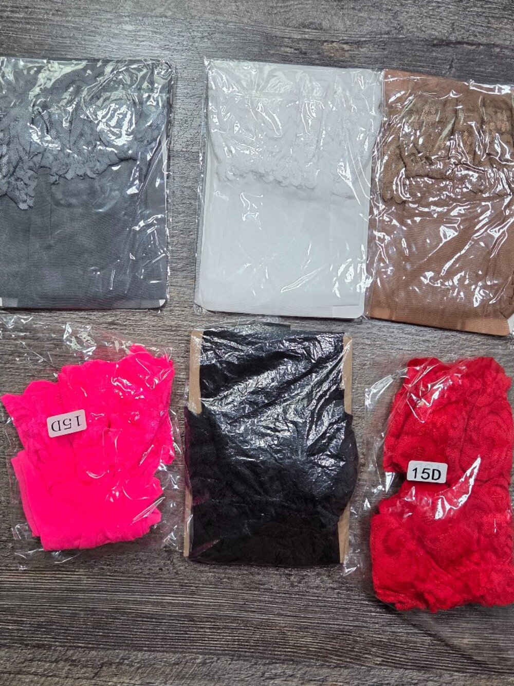 Six (6) Thigh Highs Pink/White/Black/Red/Gray/Nude Sz Lg - Picture 4 of 7